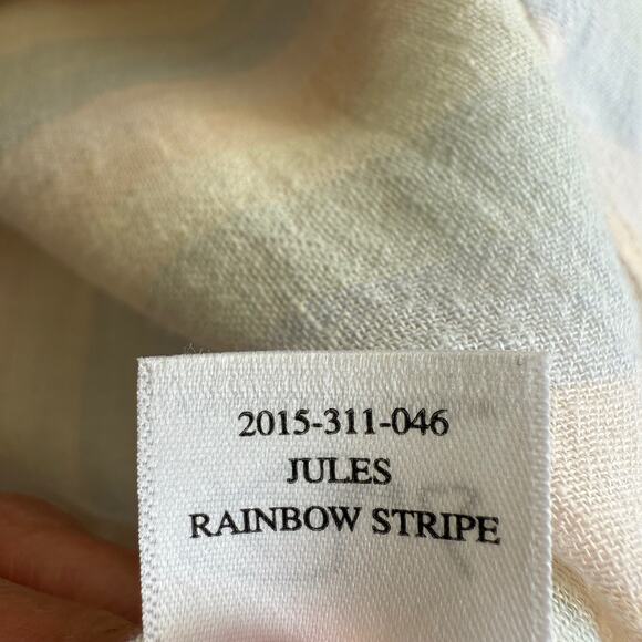 Rails Linen Rayon Jules Rainbow Stripe Sleeveless Hi Low Scoop Hem Tunic Top M - Picture 7 of 9